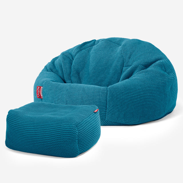 LOUNGE PUG ELLOS KNIT Bean Bag Chairs CLASSIC Gaming Chair Beanbags PETROL BLUE