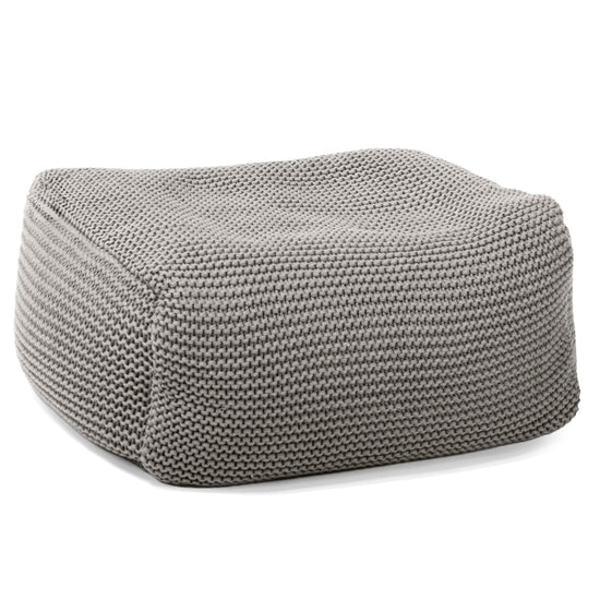 LOUNGE PUG ELLOS KNIT Bean Bag Footstool Small GREY (Size 20cm H x 30cm D x 40cm Wide)