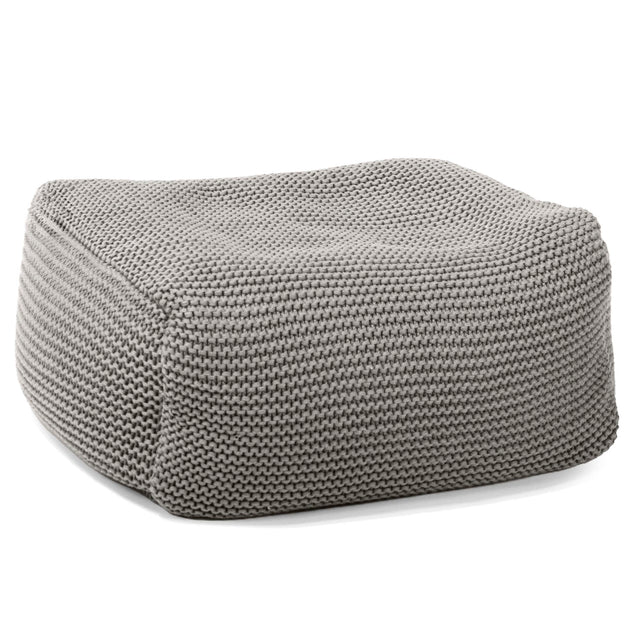 LOUNGE PUG ELLOS KNIT Bean Bag Footstool Small GREY (Size 20cm H x 30cm D x 40cm Wide)