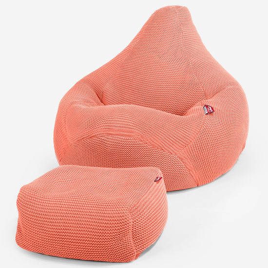 Highback Bean Bag Chair - 100% Cotton Ellos Coral Pink 01