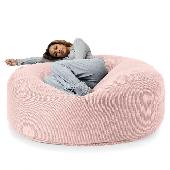 LOUNGE PUG ELLOS KNIT GIANT Bean Bag SOFA MEGA MAMMOTH Beanbag BABY PINK