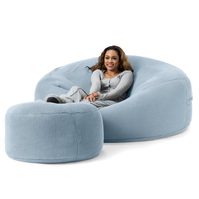 LOUNGE PUG ELLOS KNIT GIANT Bean Bag SOFA MEGA MAMMOTH Beanbag MISTY BLUE
