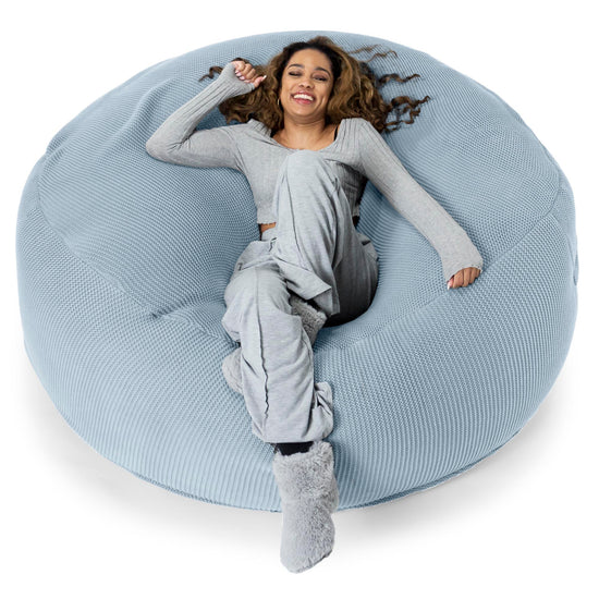 LOUNGE PUG ELLOS KNIT GIANT Bean Bag SOFA MEGA MAMMOTH Beanbag MISTY BLUE