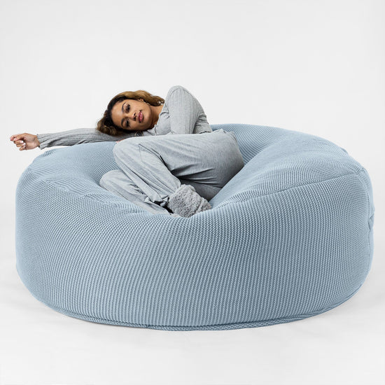 LOUNGE PUG ELLOS KNIT GIANT Bean Bag SOFA MEGA MAMMOTH Beanbag MISTY BLUE