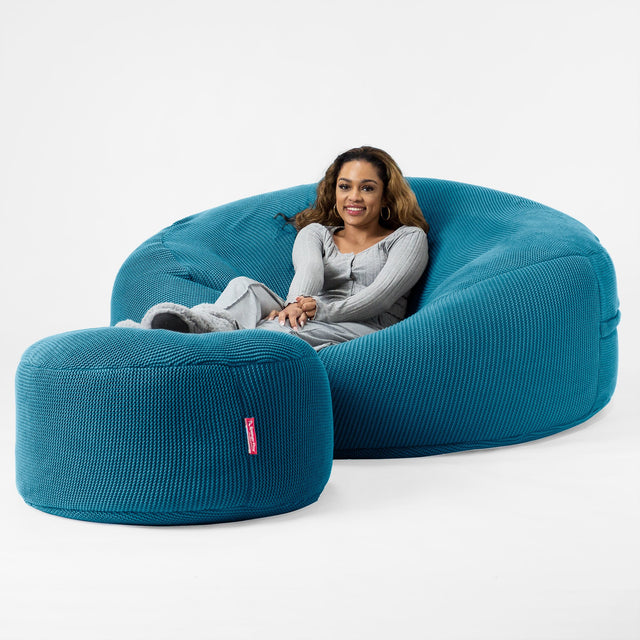 LOUNGE PUG ELLOS KNIT GIANT Bean Bag SOFA MEGA MAMMOTH Beanbag PETROL BLUE