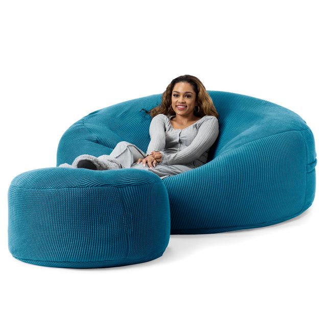 LOUNGE PUG ELLOS KNIT GIANT Bean Bag SOFA MEGA MAMMOTH Beanbag PETROL BLUE