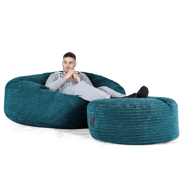Mega Mammoth Bean Bag Sofa - Cord Teal Blue