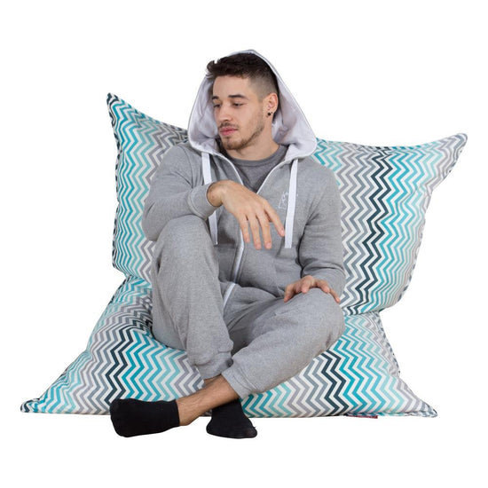 XL Pillow Beanbag - Geo Print Chevron Teal 01