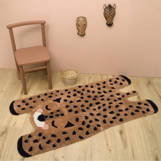 Children's Little Cheetah Shaggy Rug 02