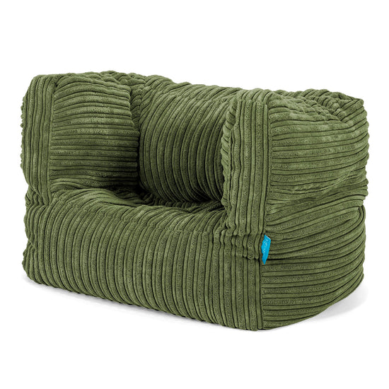 Albert Children's Bean Bag Armchair for Toddlers 1-3 yr - Cord Forest Green 02