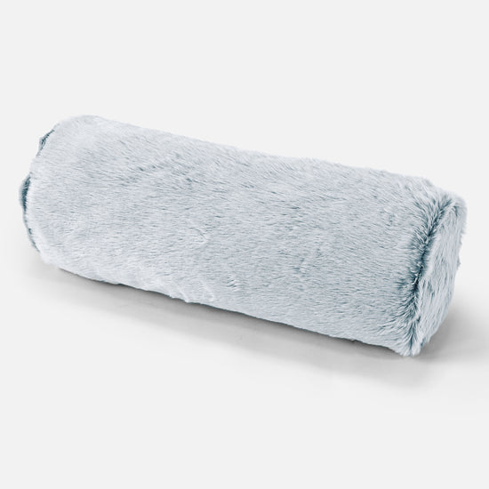 Bolster Scatter Cushion 20 x 55cm - Faux Rabbit Fur Dusty Blue 01
