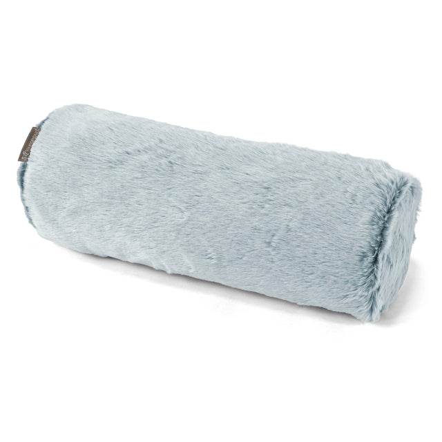 Bolster Scatter Cushion 20 x 55cm - Faux Rabbit Fur Dusty Blue 01