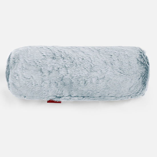 Bolster Scatter Cushion 20 x 55cm - Faux Rabbit Fur Dusty Blue 02