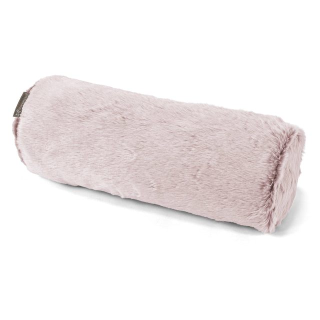 Bolster Scatter Cushion 20 x 55cm - Faux Rabbit Fur Dusty Pink 01