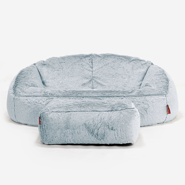 Bubble Sofa Bean Bag - Faux Rabbit Fur Dusty Blue 02