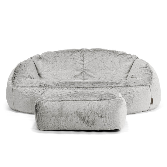 Bubble Sofa Bean Bag - Faux Rabbit Fur Light Grey 02