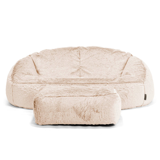Bubble Sofa Bean Bag - Faux Rabbit Fur White 02