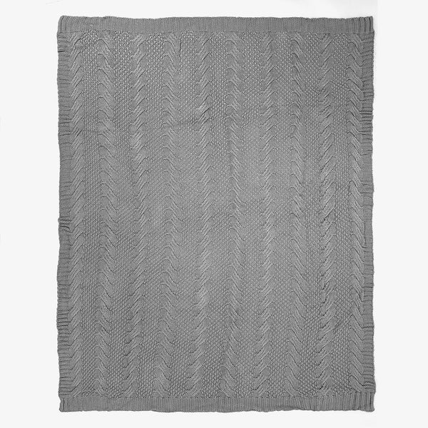 Throw / Blanket - 100% Cotton Cable Grey 01