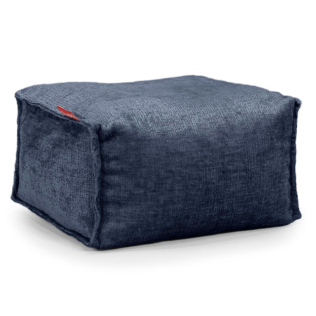 Small Footstool - Chenille Navy Blue 01