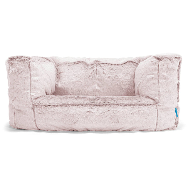 Albert Kids Sofa Bean Bag - Faux Rabbit Fur Dusty Pink 01