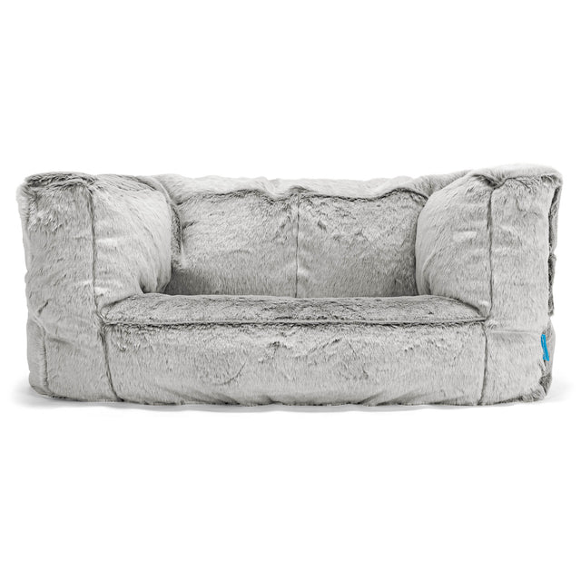 Albert Kids Sofa Bean Bag - Faux Rabbit Fur Light Grey 01