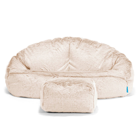 Bubble Kids Sofa Bean Bag - Faux Rabbit Fur White 02