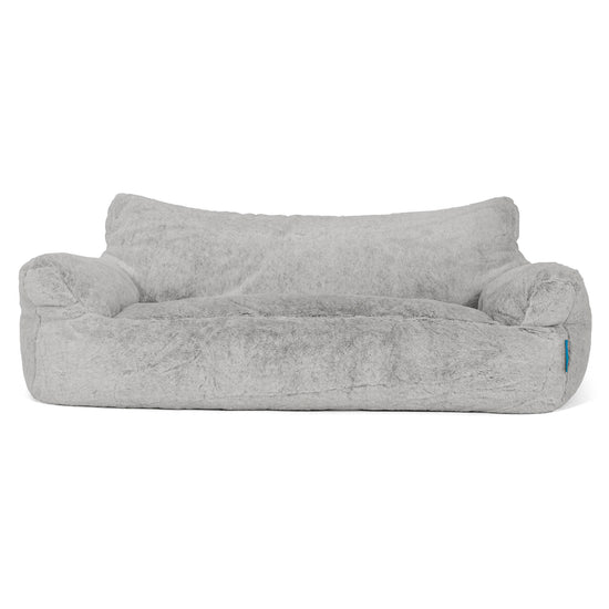 Josephine Children's Sofa Bean Bag 1-5 yr - Fluffy Faux Fur Rabbit Light Grey 01