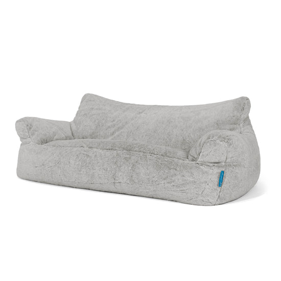 Josephine Children's Sofa Bean Bag 1-5 yr - Fluffy Faux Fur Rabbit Light Grey 02
