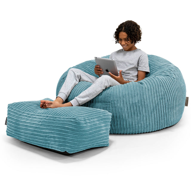 Children's Bean Bag Sofa 6-14 yr - Cord Aegean 01