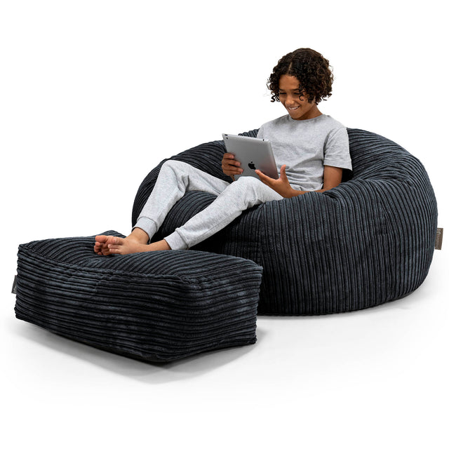 Children's Bean Bag Sofa 6-14 yr - Cord Black 01