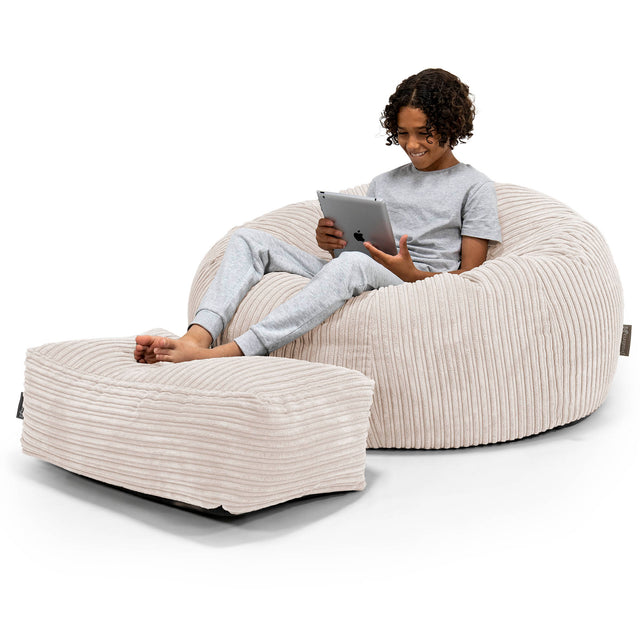 Children's Bean Bag Sofa 6-14 yr - Cord Ivory 01