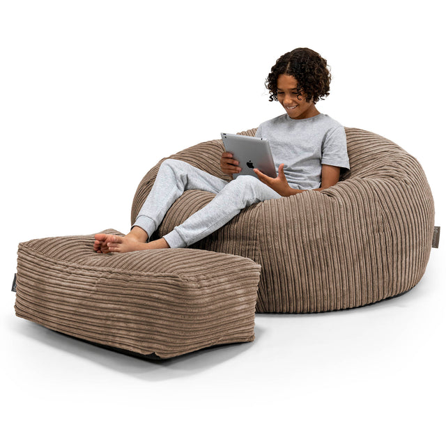 Children's Bean Bag Sofa 6-14 yr - Cord Mocha 01