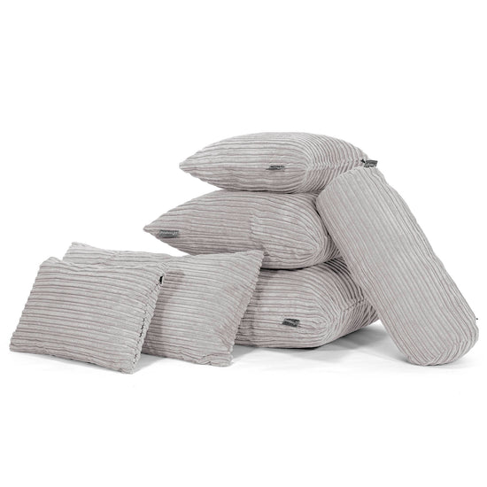 XL Rectangular Support Cushion Cover 40 x 80cm - Cord Aluminium Silver 04