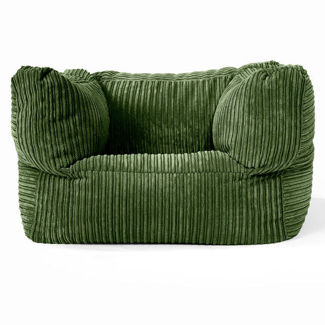 Albert Bean Bag Armchair - Cord Forest Green 01