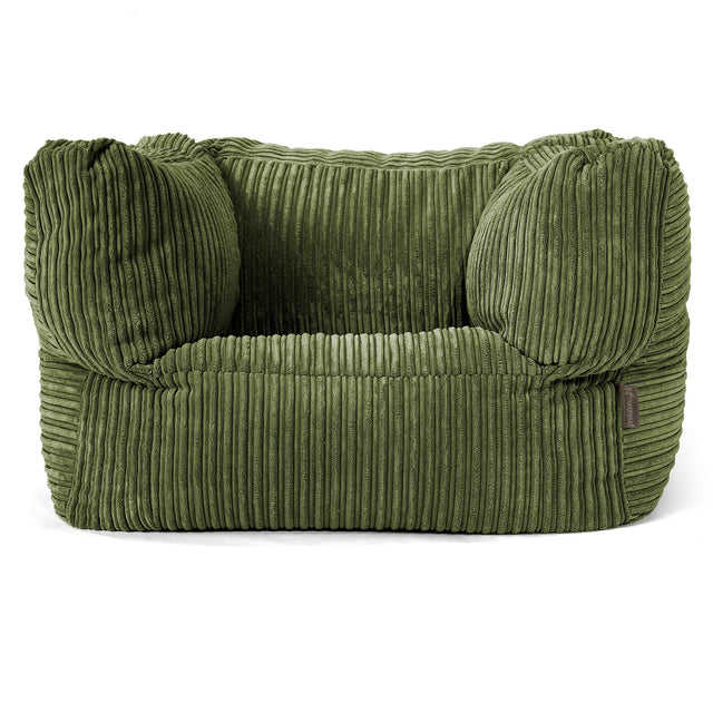 Albert Bean Bag Armchair - Cord Forest Green 01