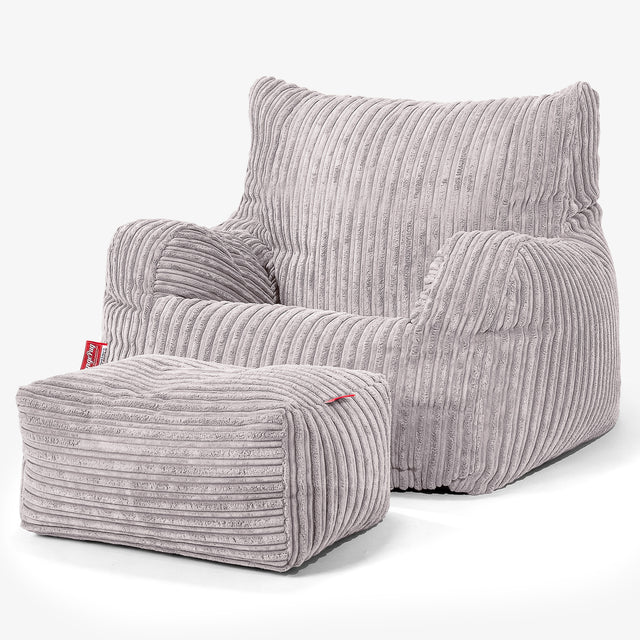 Bean Bag Armchair - Cord Aluminium Silver 02