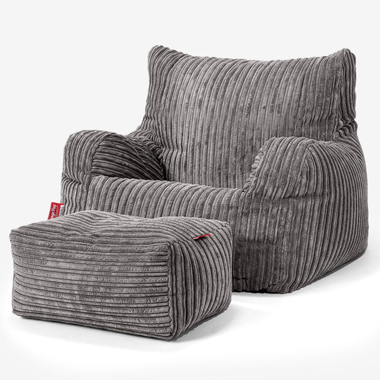 Bean Bag Armchair - Cord Graphite Grey 02