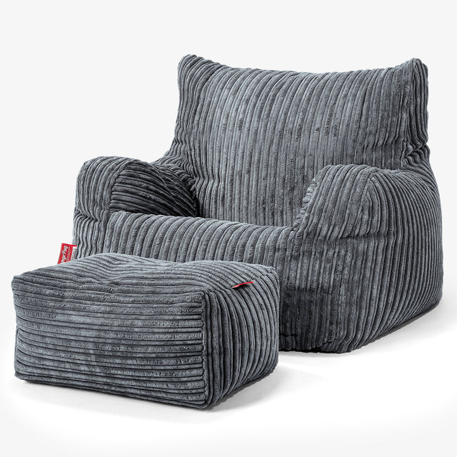 Bean Bag Armchair - Cord Steel Grey 02