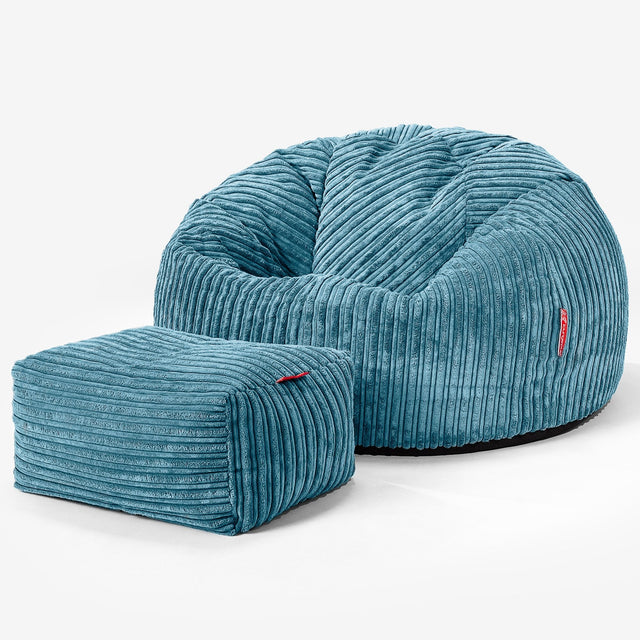 Classic Bean Bag Chair - Cord Aegean Blue 02
