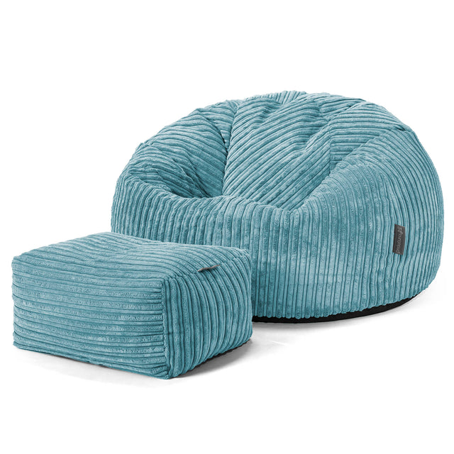 Classic Bean Bag Chair - Cord Aegean Blue 02