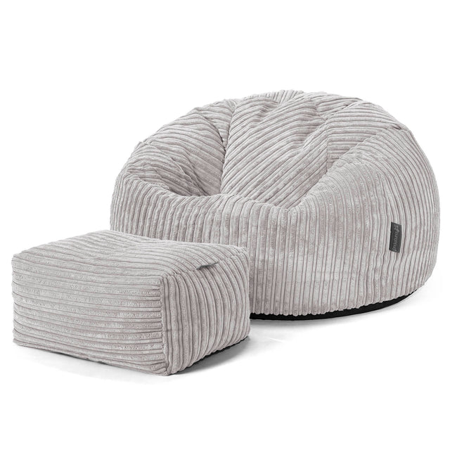 Classic Bean Bag Chair - Cord Aluminium Silver 02