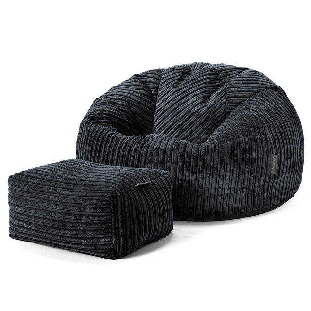 Classic Bean Bag Chair - Cord Black 02