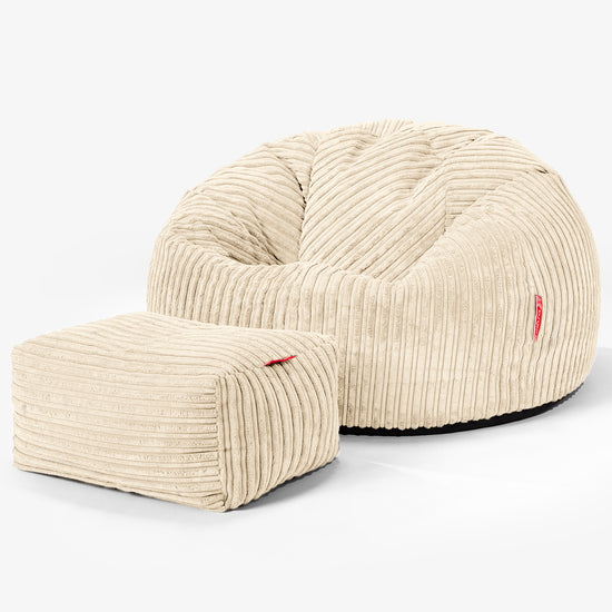 Classic Bean Bag Chair - Cord Cream 02