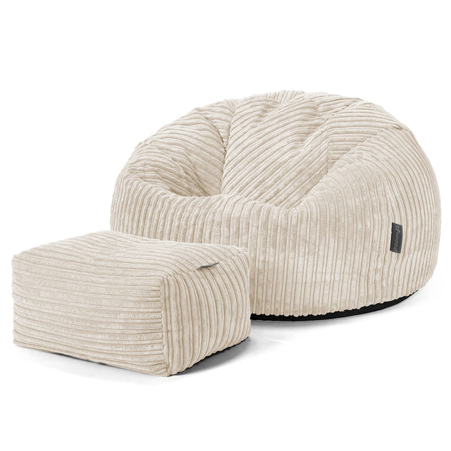 Classic Bean Bag Chair - Cord Cream 02