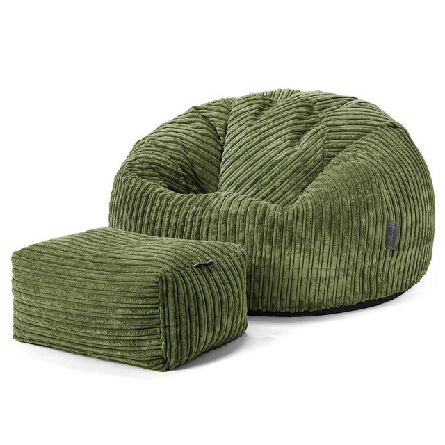 Classic Bean Bag Chair - Cord Forest Green 02