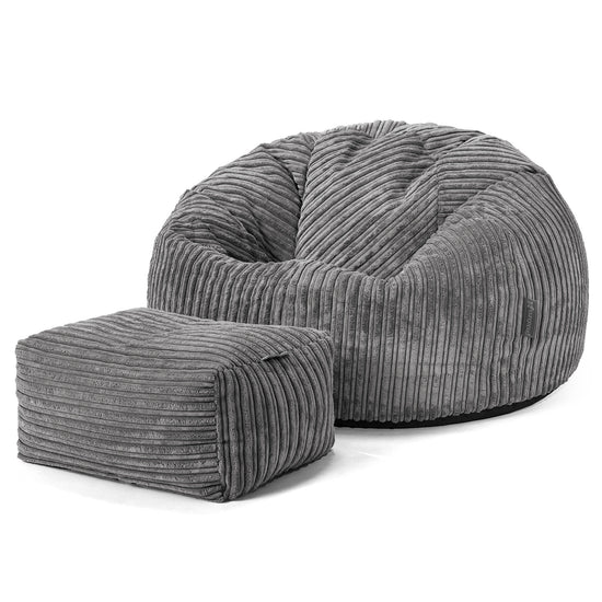 Classic Bean Bag Chair - Cord Steel Grey 02
