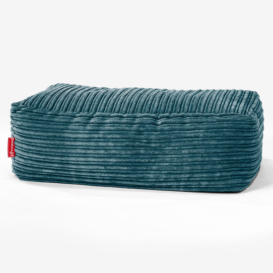 Large Footstool - Cord Teal Blue 01