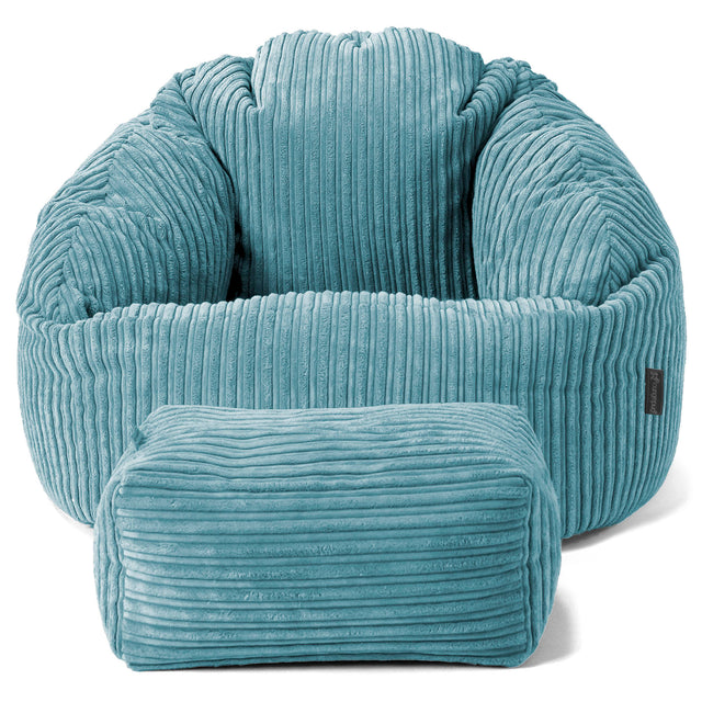 Bubble Bean Bag Chair - Cord Aegean Blue 02