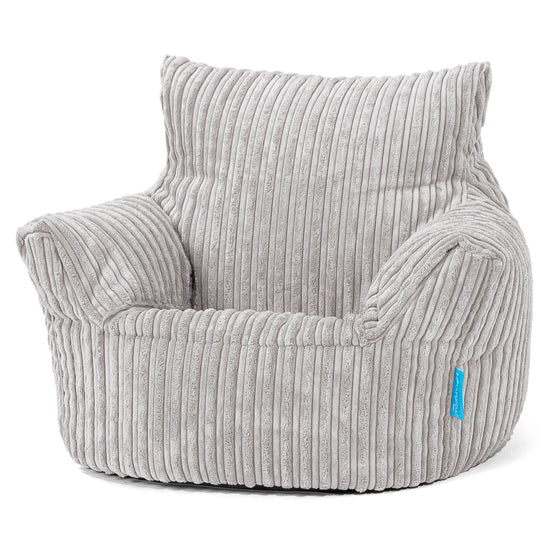 Kids Armchair Bean Bag for Toddlers 1-3 yr - Cord Aluminium Silver 01