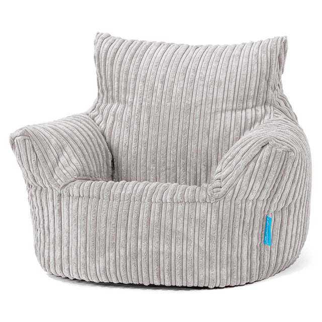 Kids Armchair Bean Bag for Toddlers 1-3 yr - Cord Aluminium Silver 01